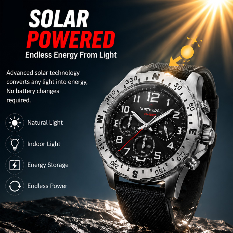 Montres pour hommes NORTH EDGE - Solar Powered Watch avis et prix
