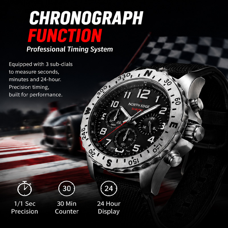 Montres pour hommes NORTH EDGE - Solar Powered Watch avis et prix