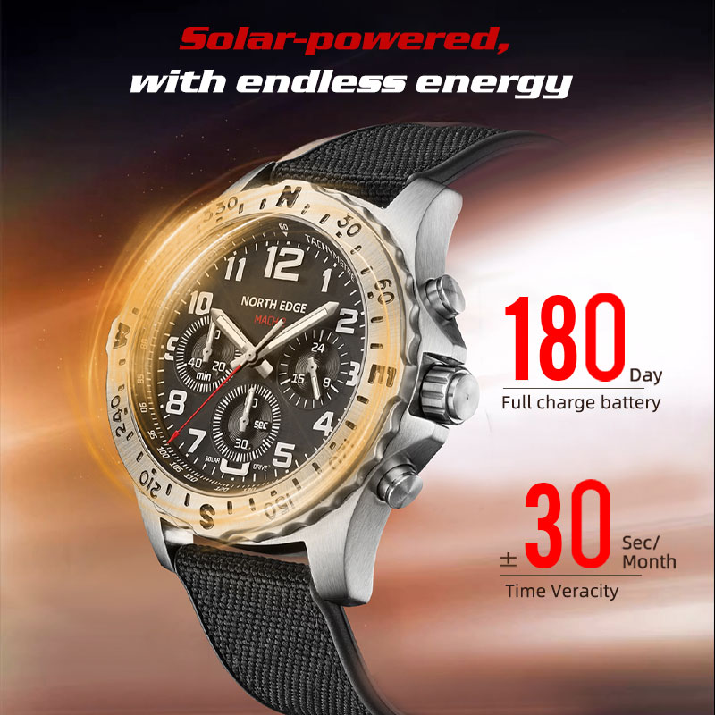 Montre homme NORTH EDGE MACH 2 - Solar Powered Watch avis et prix